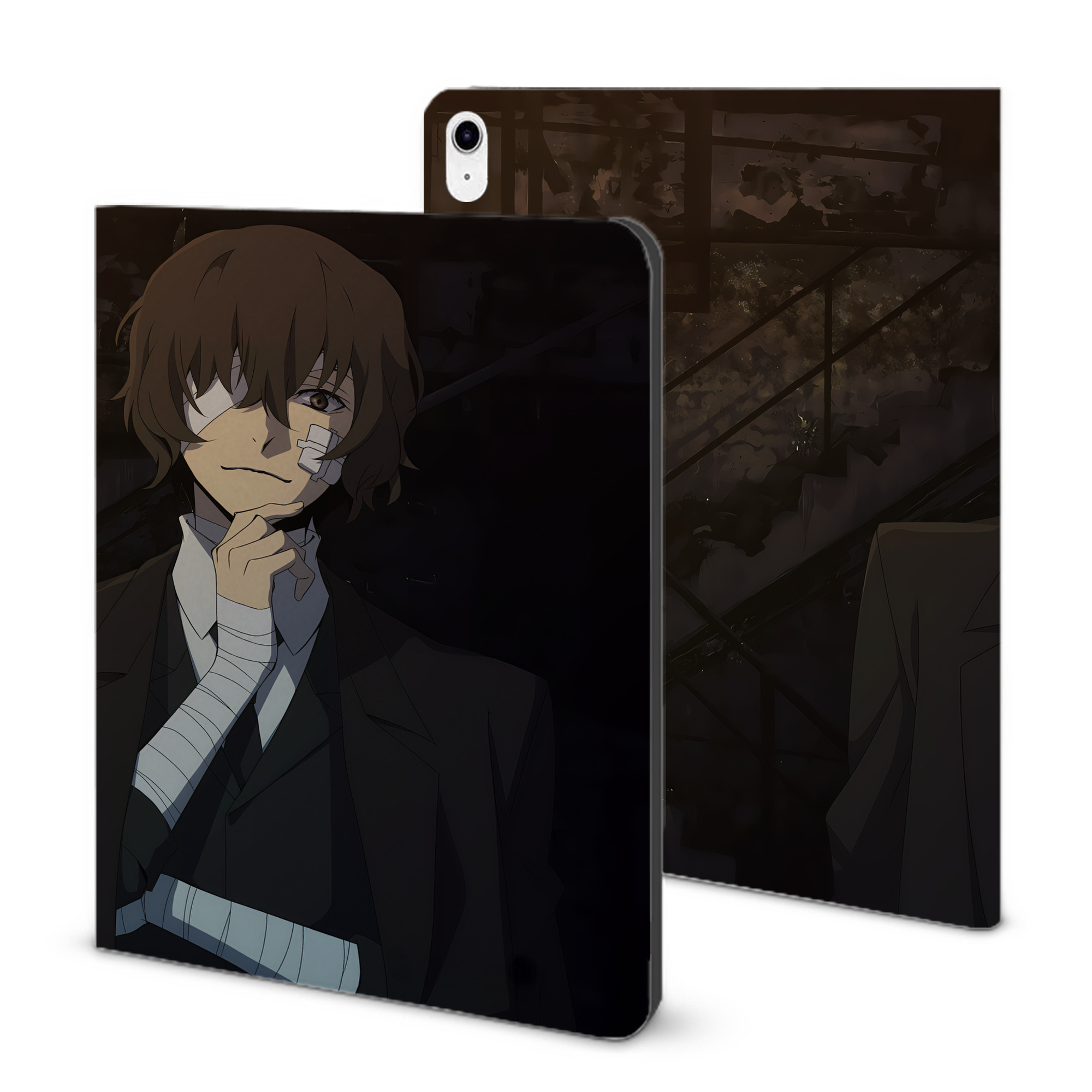 （画像用） 文豪ストレイドッグス Bungo Stray Dogs IPad ケース ブック型 PUレザー TPU 耐衝撃 軽量 薄型 ペン収納なし 全面保護 IPad 各モデル対応